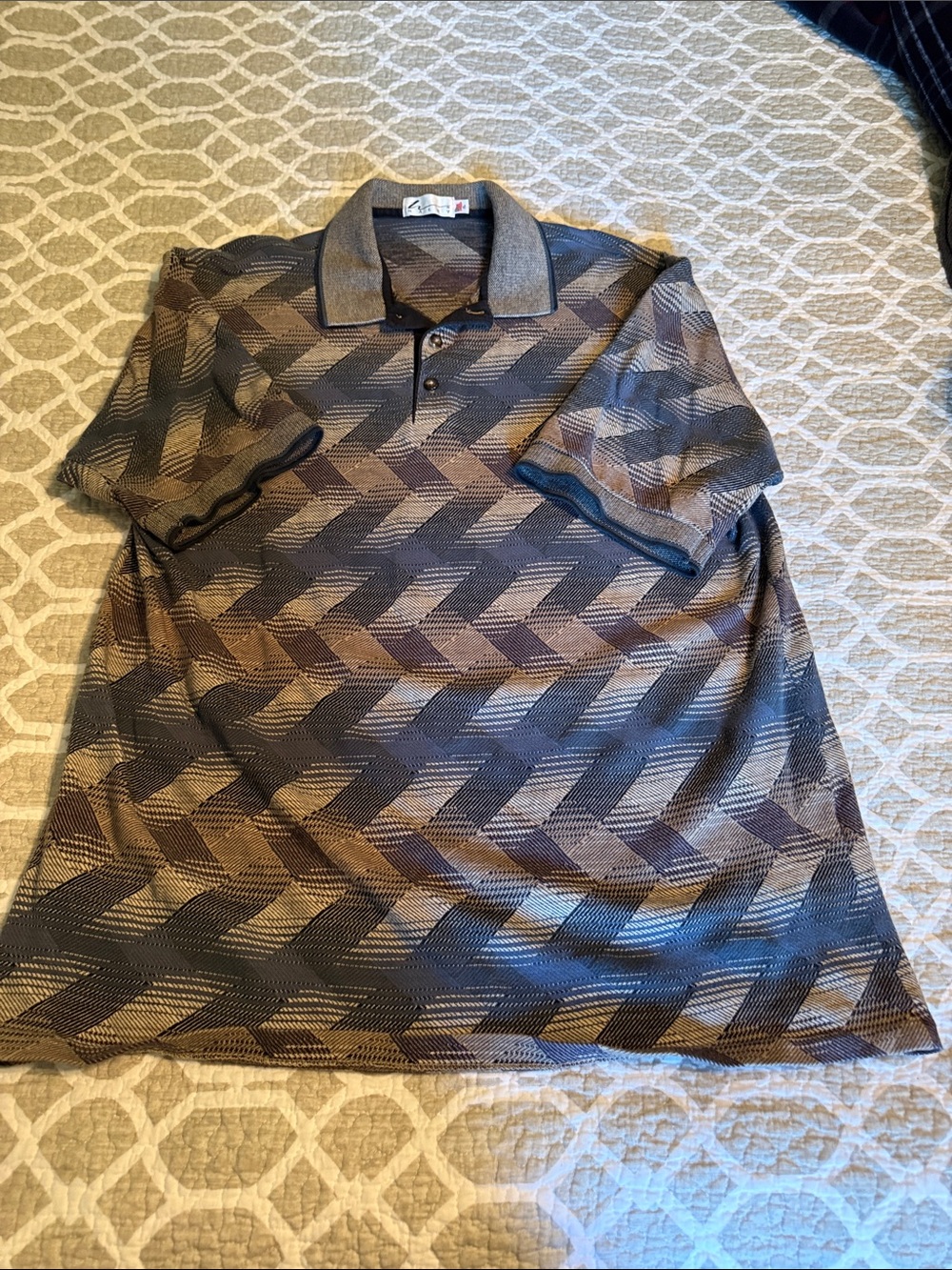 Men's Haley Signature Vintage Geometric Short-Sleeve Polo Shirt - Brown/Black